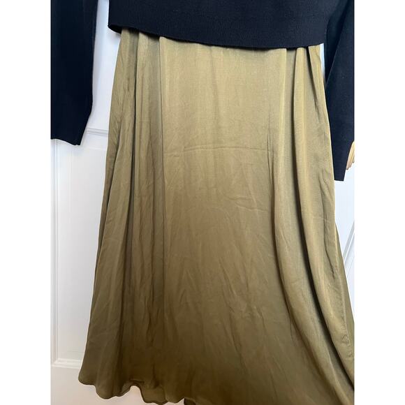 NEW Anthropologie Gemini Twofer Sweater Dress Set Green Midi Black Women's L - Picture 14 of 16